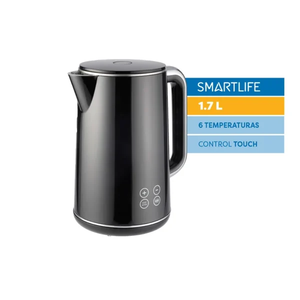 JARRA ELECTRICA SMARTLIFE SL-EKDD1720 DIGITAL INOX BLACK 1.7ltrs 6 TEMPERATURAS