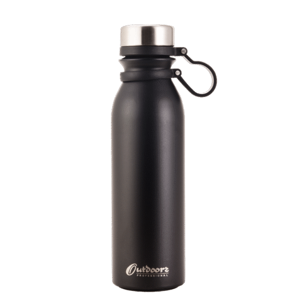 BOTELLA OUTDOORS TERMICA 600 ML BLACK 8/6hs Acero inoxidable 18/8