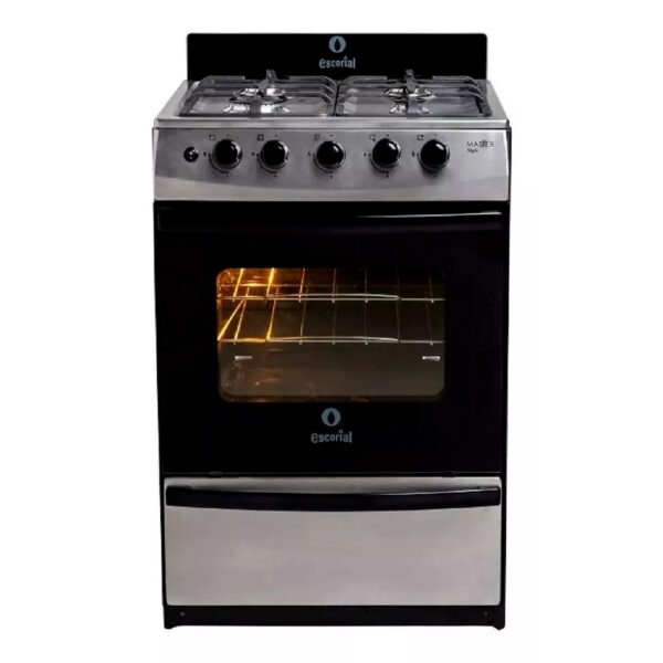 COCINA ESCORIAL MASTER STYLE INOX 56CM MULTIGAS ENCENDIDO 1 MANO FUNDICION