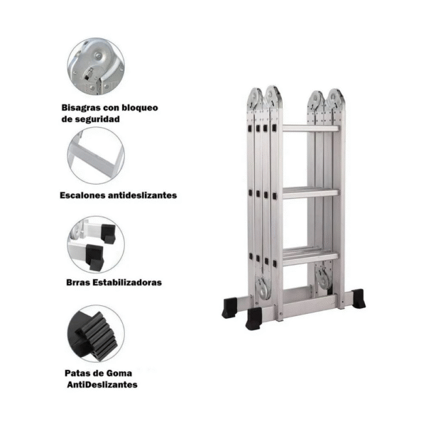 ESCALERA ALUMINIO MULTIPROPOSITO LAURY 12 ESC. 3.47mts AM0212A