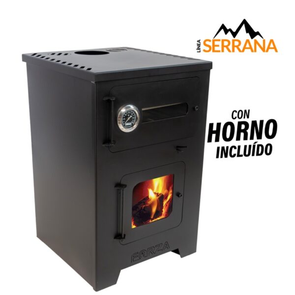ESTUFA FORZA SERRANA 15500 (13500k) C/HORNO  100-120m  580x455x680 DOBLE COMB 6"