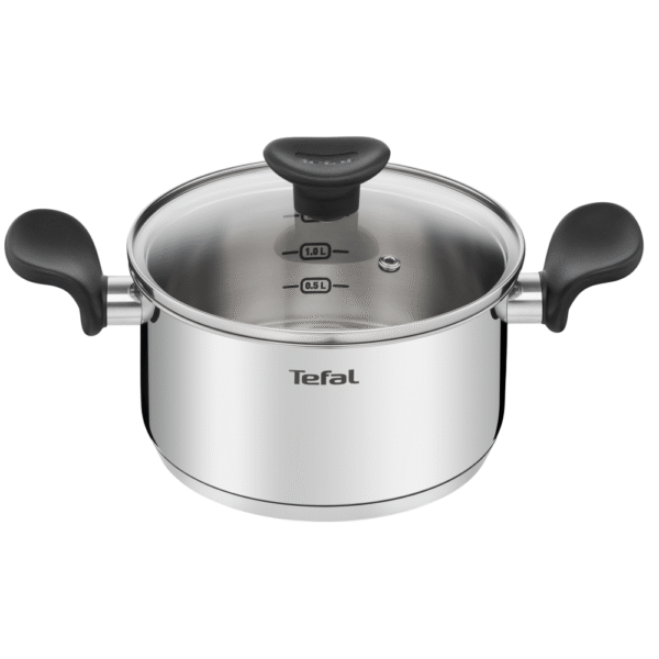 CACEROLA T-FAL 20cm PRIMARY ACERO INOX CON TAPA ANTIADERENTE E3082404 INDUCCION