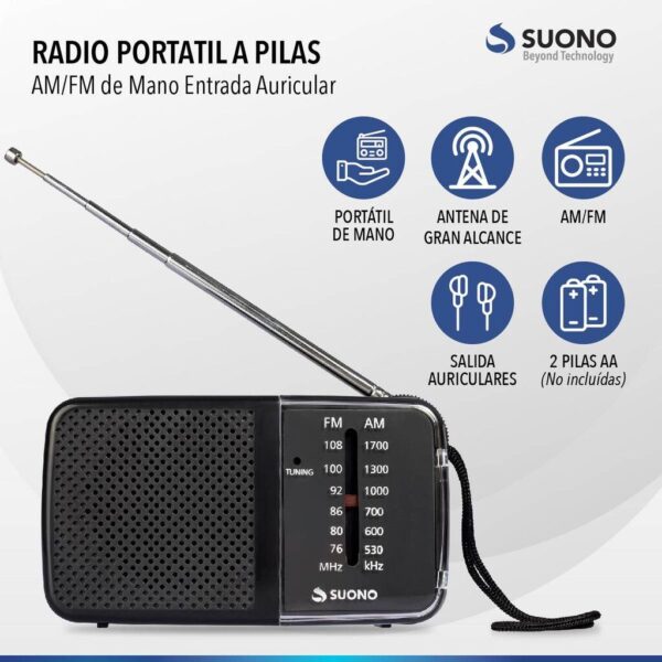 RADIO SUONO PORTATIL AM/FM POCKET PILAS 2xAA PARLANTE AYV0021