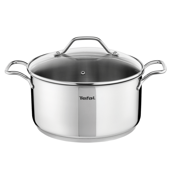 CACEROLA T-FAL 24cm INTUITION ACERO C/TAPA VIDRIO ANTIADEREN INDUCCION A7033204