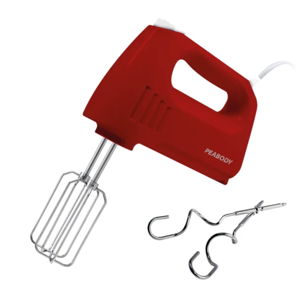 BATIDORA PEABODY PE-HMA550R DE MANO ROJO 300w 4Vel TURBO BAT+AMASADOR