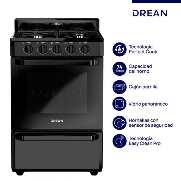 COCINA DREAN CD5602AN0 56cm NEGRA MULTIGAS