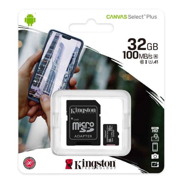 MEMORIA MICRO SD  32GB KINGSTON SDCS/32GB CAMVAS SELECT PLUS 100MB/s