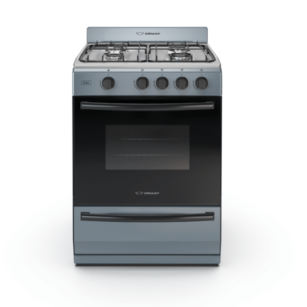 COCINA ORMAY INOX MULTIGAS V/SEG 57.5cm 4 HORN HORNO AUTOLIMPIANTE CRISTAL ESPEJ
