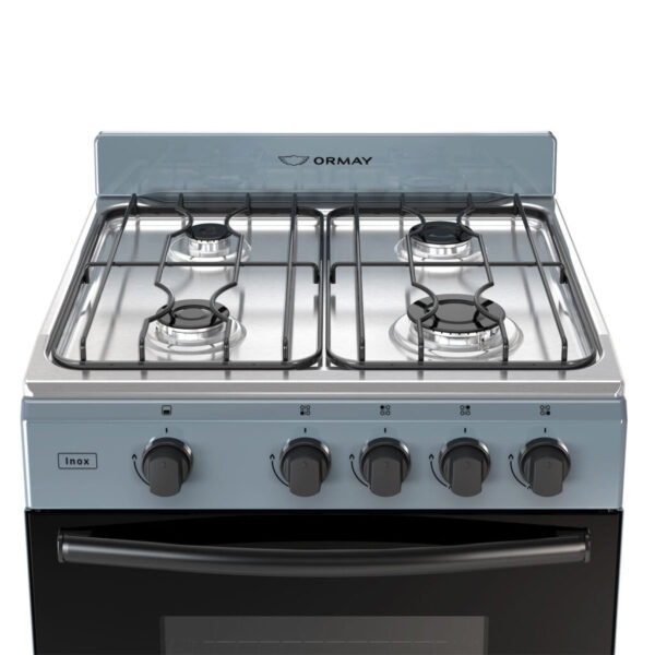 COCINA ORMAY INOX MULTIGAS V/SEG 57.5cm 4 HORN HORNO AUTOLIMPIANTE CRISTAL ESPEJ - Imagen 3