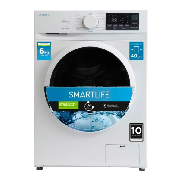 LAVARROPA SMARTLIFE SLIM DESING INVERTER SL-WMI061000W 6kg 1000rpm  85x59.5x40 - Imagen 3