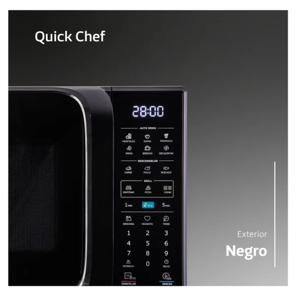 MICROONDA BGH B223DN20 23L NEGRO GRILL DIGITAL ECO 800/1250W 485*392*292 - Imagen 3