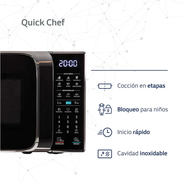 MICROONDA BGH B120DN20 20L NEGRO 700W DIGITAL ECO 25,9x44x33,7 cm - Imagen 4