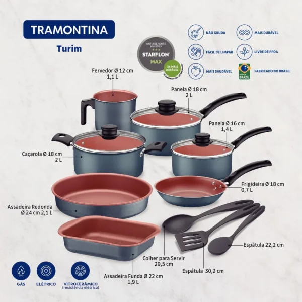 BATERIA TRAMONTINA TURIM 10pz 20298/614 - Imagen 2