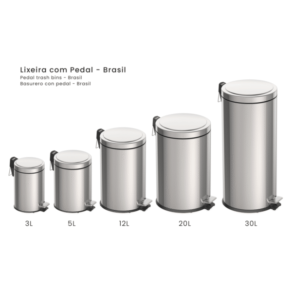 CESTO TRAMONTINA A INOX C/PEDAL 3 LITROS 94538/103 - Imagen 4