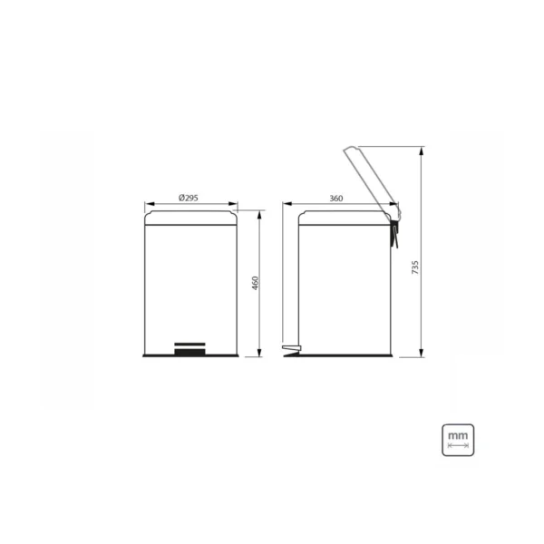 CESTO TRAMONTINA A INOX C/PEDAL 20 LITROS 94538/120 - Imagen 3