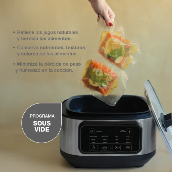 FREIDORA+OLLA PEABODY PE-AFM01N 12en1 SIN ACEITE DIGITAL CONV-GRILL 5.7l 1550w - Imagen 6