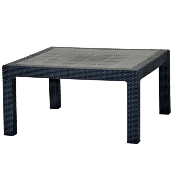 MESA VOSS2000 BARU PATA CORTA GRAFITO 90x90cm SIMIL RATAN