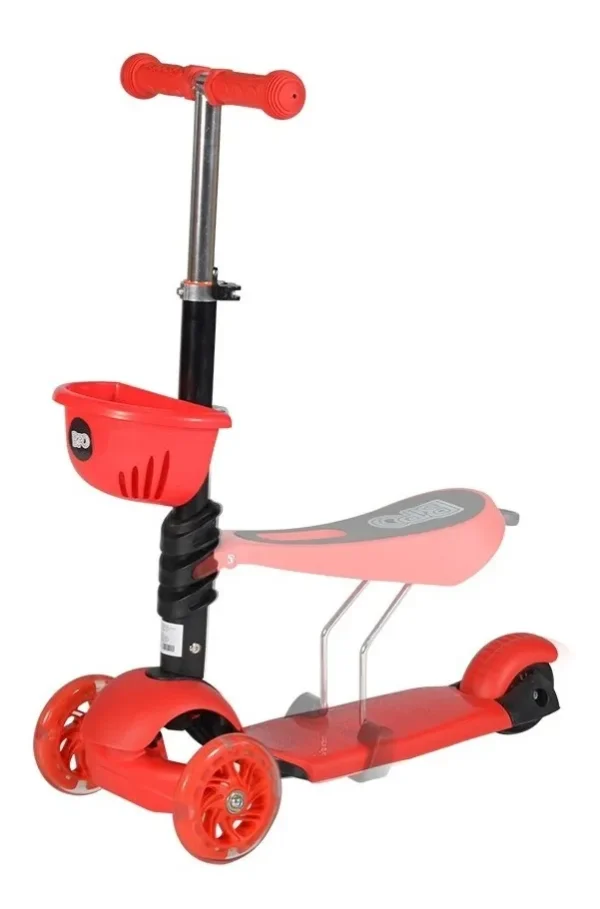 MONOPATIN BIPO MP280 5en1 ASIENTO MANIJA 3 RUEDAS LUCES PLEGABLE - Imagen 3
