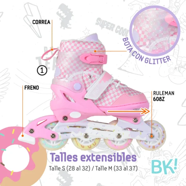 ROLLER BIPO RLL170 28-32 EXTENSIBLE ALUMINIO RUEDAS C/LUCES - Imagen 3