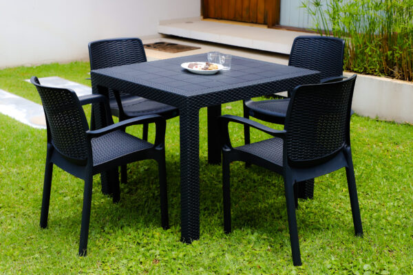 MESA VOSS2000 FIDJI GRAFITO 90x90cm SIMIL RATAN - Imagen 2