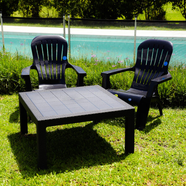 MESA VOSS2000 BARU PATA CORTA GRAFITO 90x90cm SIMIL RATAN - Imagen 2