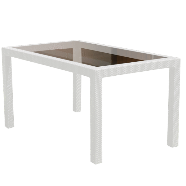 MESA VOSS2000 INDONESIA VIDRIO TEMPLADO BLANCO 6MM SIMIL RATAN