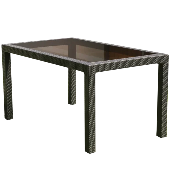 MESA VOSS2000 INDONESIA VIDRIO TEMPLADO CAPUCHINO  6MM SIMIL RATAN