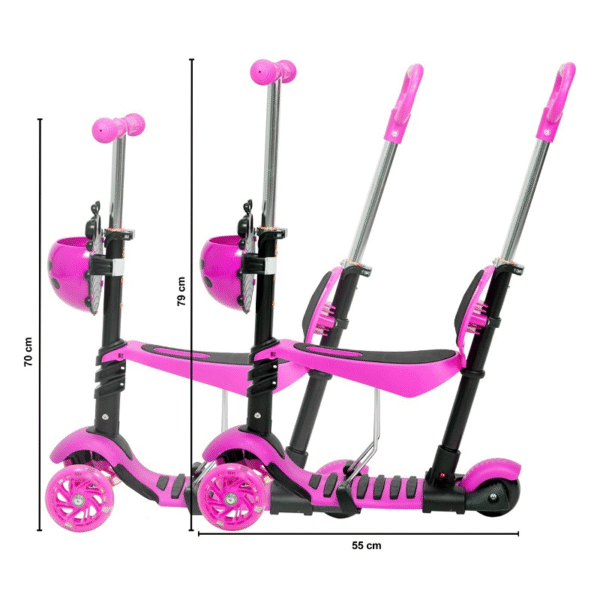 MONOPATIN BEBITOS L-508 3en1 3 RUDAS C/LUCES COLORES AZU-ROSA - Imagen 2