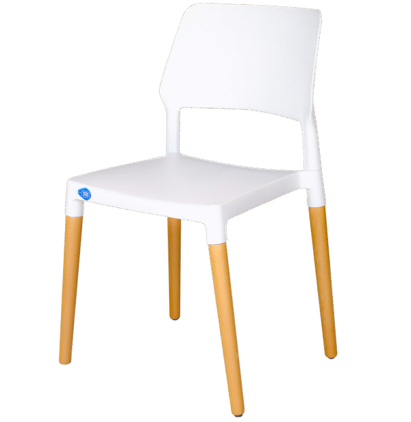 SILLA VOSS2000 NIZA BLANCA PATAS MADERA CHASIS PLASTICO