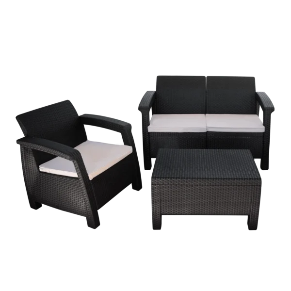 MUEBLE JARDIN VOSS2000 ROMA 2 SILLON INDIVIDUAL + 1 MESA AUX TIPO RATAN GRAFITO