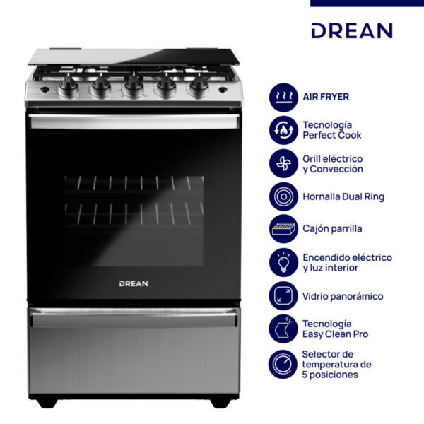 COCINA DREAN CD5617AI0 56cm INOX MULTIGAS C/AIRFRYER ENC/LUZ