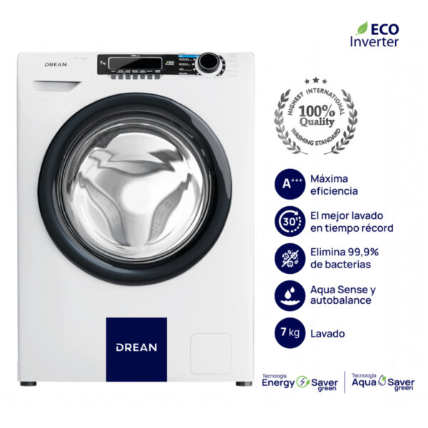 LAVARROPA DREAN ECOINVERTER 7KG LFDR0710SB0 1000RPM ENERGYSAVER 85.50x59.50x55