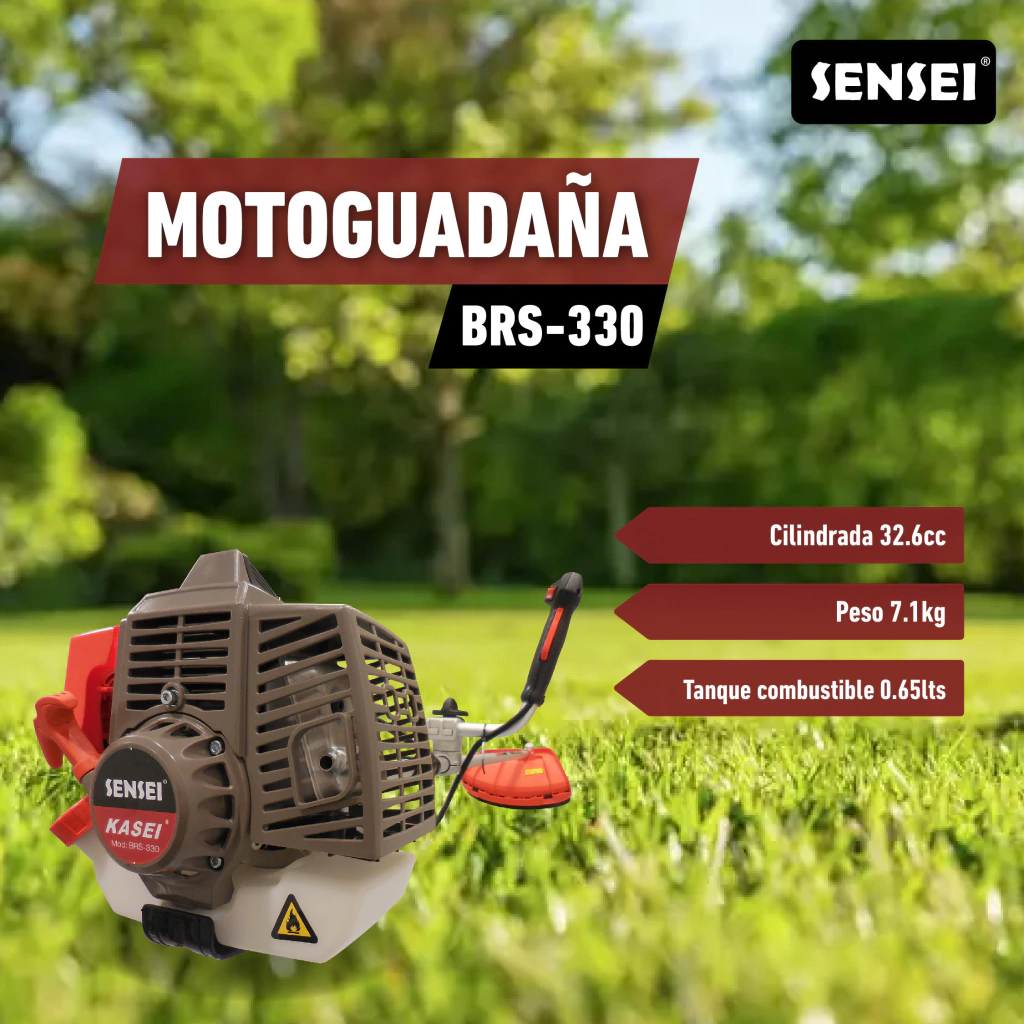 MOTOGUADAÑA SENSEI BRS-330 32.6cc EJE RECTO CABEZAL M-OP Y CUCHILLA - Imagen 3