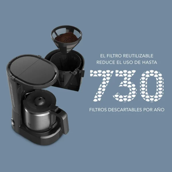 CAFETERA ELECTROLUX ECM12 INOX 0.60 ltrs JARRA ACERO FILTRO PERMANENTE - Imagen 8