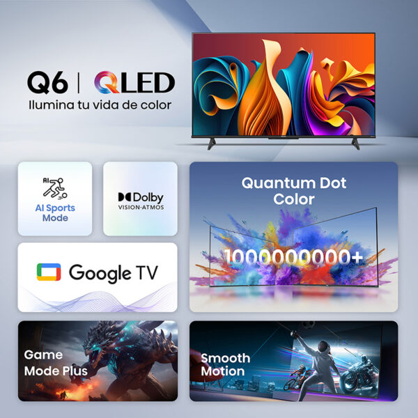LED HISENSE 50" 50Q6N QLED UHD 4K Google Tv 111,9 70,0 27,4cm - Imagen 3