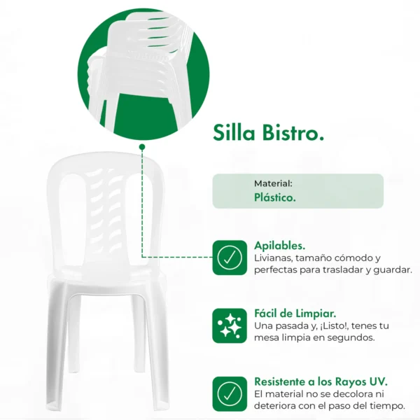 SILLA GARDENLIFE BISTRO BLANCO F850000 - Imagen 3