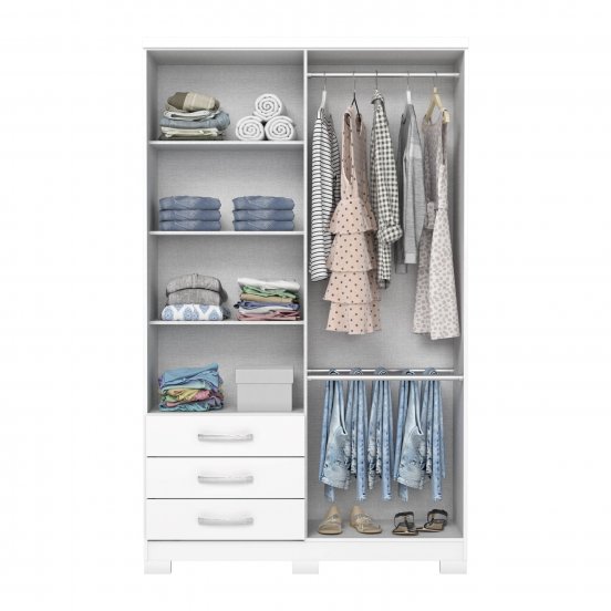 ROPERO HENN DA135-10 CAJU BLANCO 4 Pts 3 Cjs 2000mmx1210mmx445 mm - Imagen 3