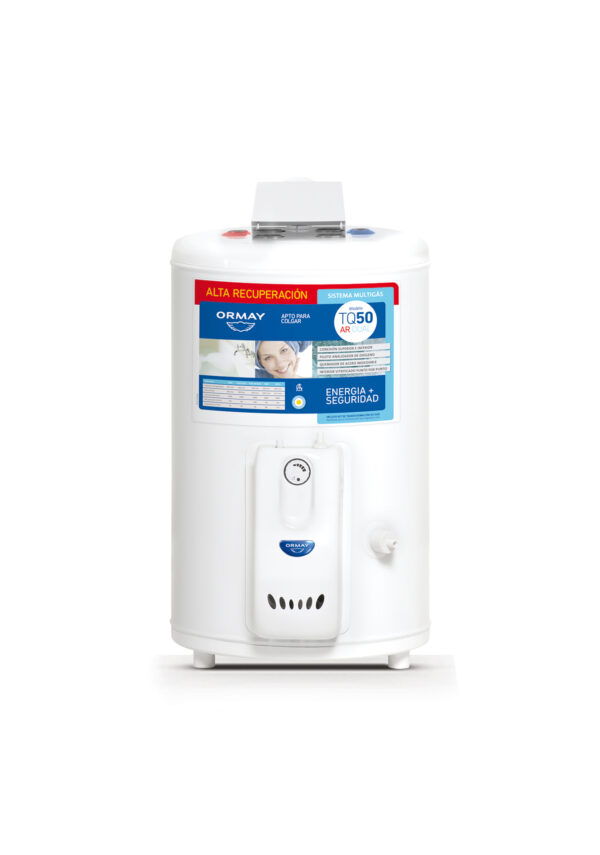 TERMOTANQUE ORMAY TQ50 LTS A/R ALTA RECUPERACION MULTIGAS CONEXION DUAL 42x78cm