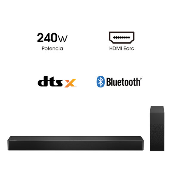 SOUNDBAR HISENSE A6 2.1ch 240w Dolby Digital Plus BT 5.3 800mm x 60mm x 90mm - Imagen 5