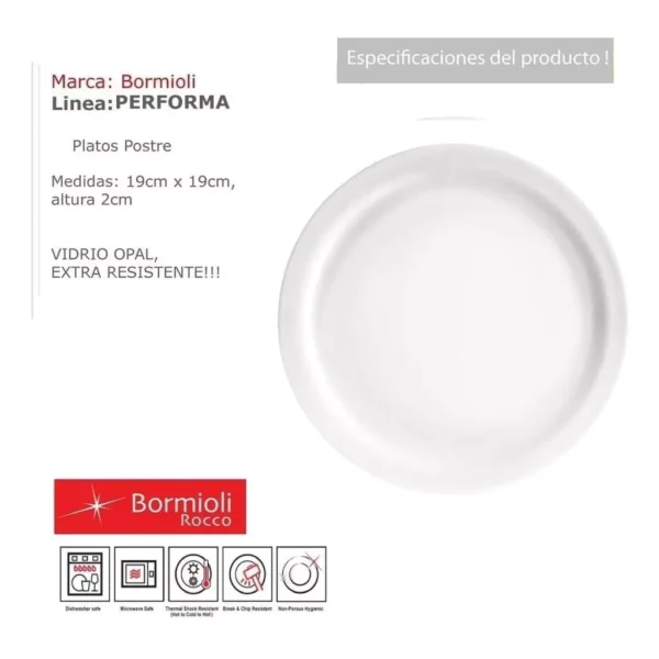 PLATO BORMIOLI PERFORMA POSTRE 19cm X 6 - Imagen 2
