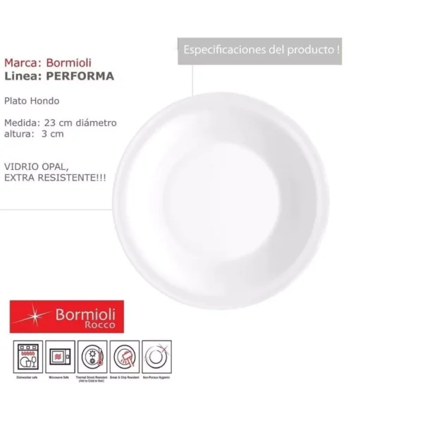 PLATO BORMIOLI PERFORMA HONDO 23cm X 6 - Imagen 2
