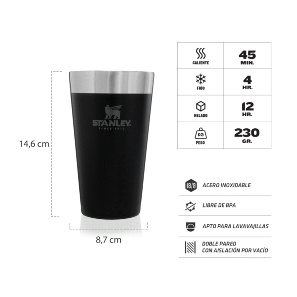 VASO STANLEY TERMICO PINTA NEGRO 473ml 10-02282-066 - Imagen 2