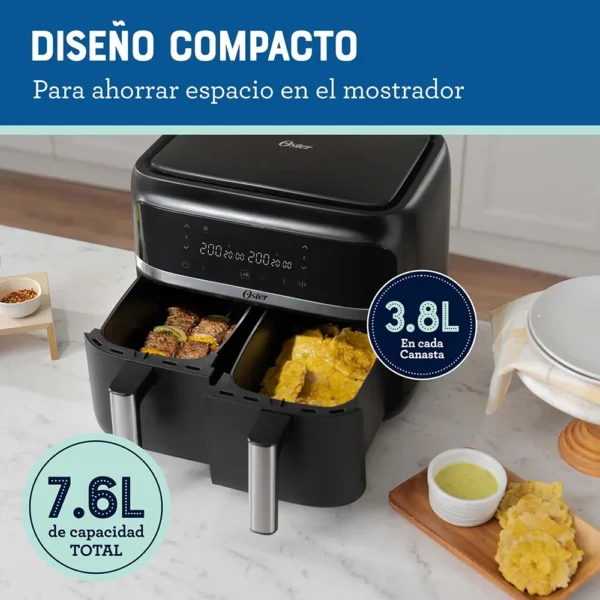 FREIDORA OSTER OCKTAF7MCDF-O54 SIN ACEITE DUAL 7.6L DIGITAL - Imagen 4