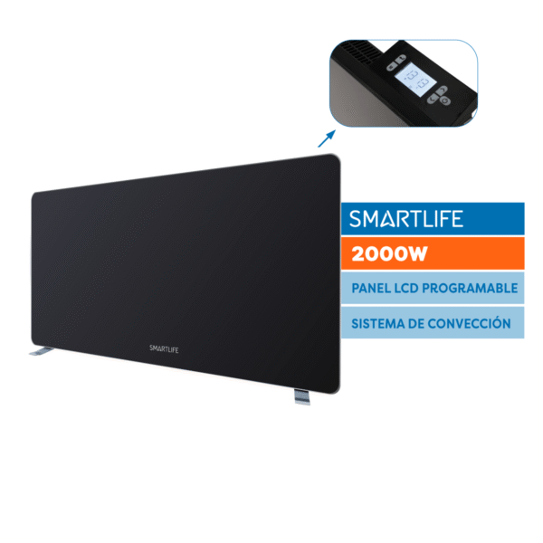 PANEL CONVECTOR SMARTLIFE SL-VTD2000BPN VIDRIO NEGRO 2000w92x26x50