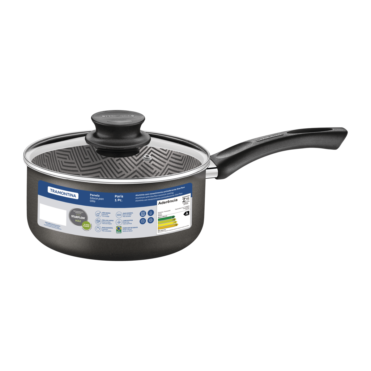 OLLA TRAMONTINA PARIS TEXTURE 20cm 28525/620 C/MANGO C/TAPA VIDRIO - Imagen 5