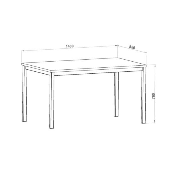 MESA DIELFE MZ1400/C4 WENGUE 1.40 X0.85X0.80 BASE CAÑO 40x40 GRIS - Imagen 4