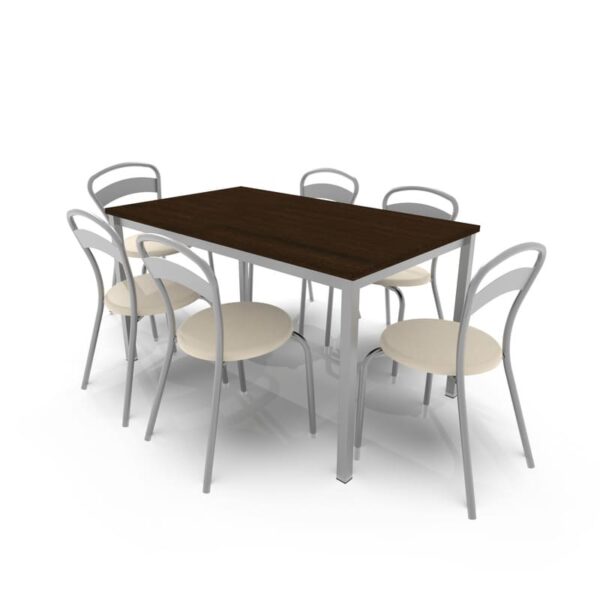 MESA DIELFE MZ1400/C4 WENGUE 1.40 X0.85X0.80 BASE CAÑO 40x40 GRIS - Imagen 3