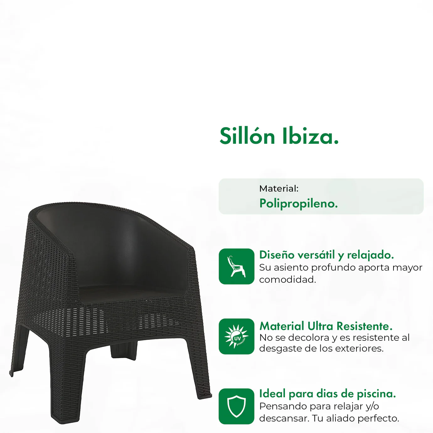 SILLON GARDENLIFE IBIZA NEGRO SIMIL RATTAN F795001 - Imagen 5