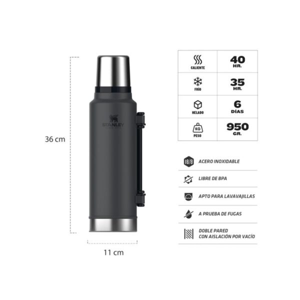 TERMO STANLEY CLASICO 1.4l NEGRO Libre de BPA 10-08999-087 - Imagen 4