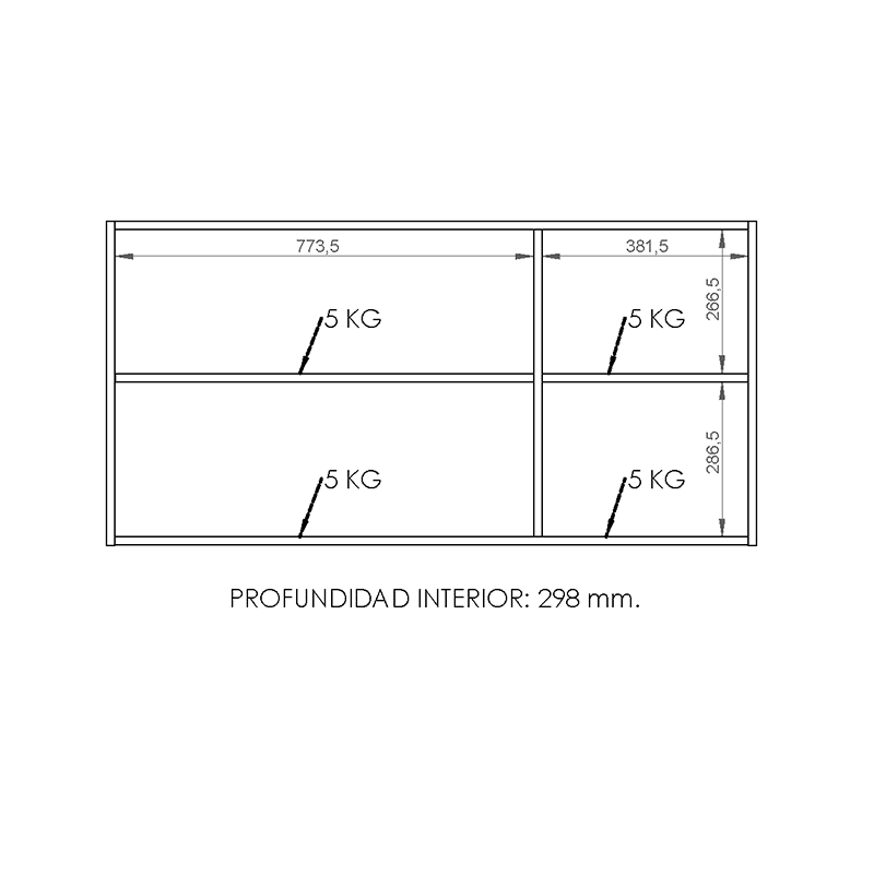 ALACENA DIELFE CTA120-B BLANCA CONFORT 120x60x30 BLANCO Perfil L Aluminio - Imagen 3